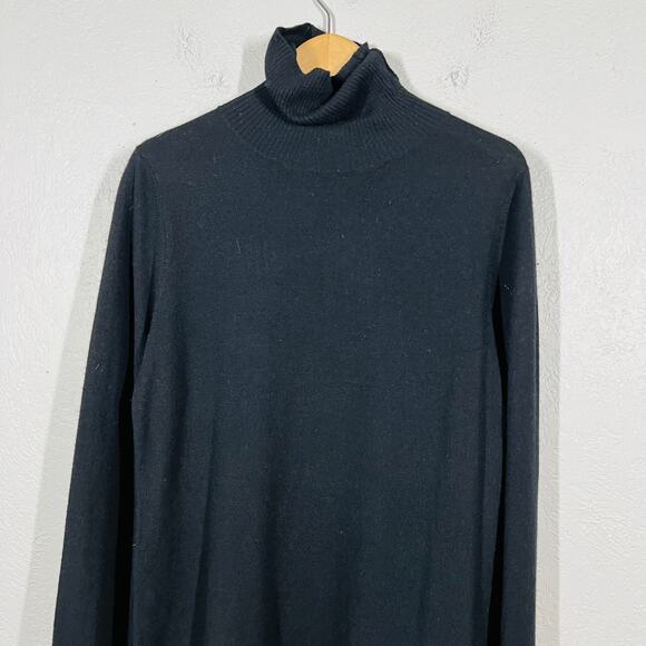 ONE Sweater Dress Long Sleeve Knit Casual Black Mock Neck Modest Capsule - M - Picture 2 of 6